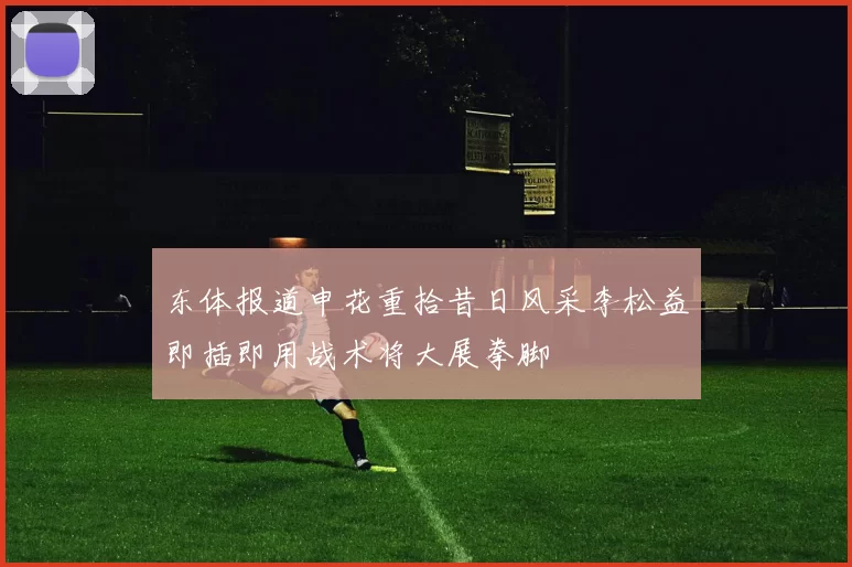 东体报道申花重拾昔日风采李松益即插即用战术将大展拳脚